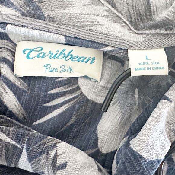 Caribbean Pure Silk Short Sleeve Hawaiian Floral Shirt‎ Blue Size Large - Picture 6 of 6